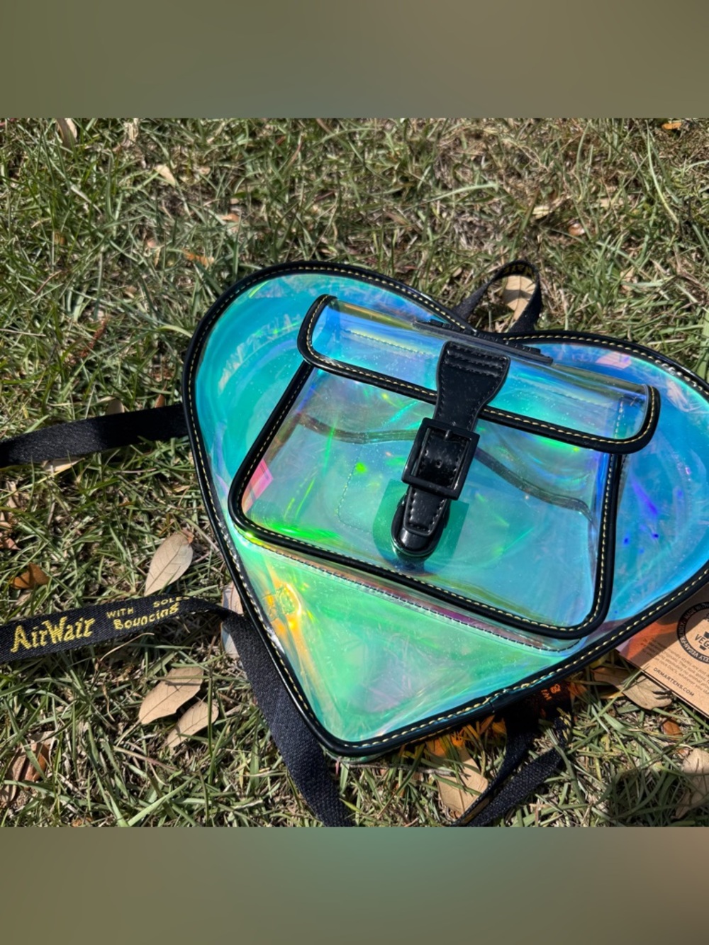 Dr Martens Heart Backpack Holographic Iridescent Mini Bag Y2K Festival New - Picture 2 of 4